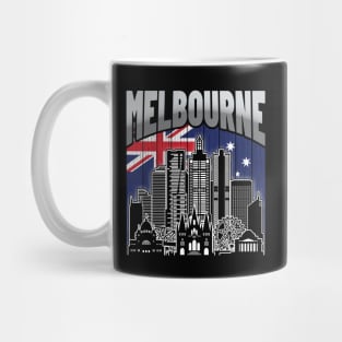 Melbourne Australia Skyline Vintage Australian Flag Mug